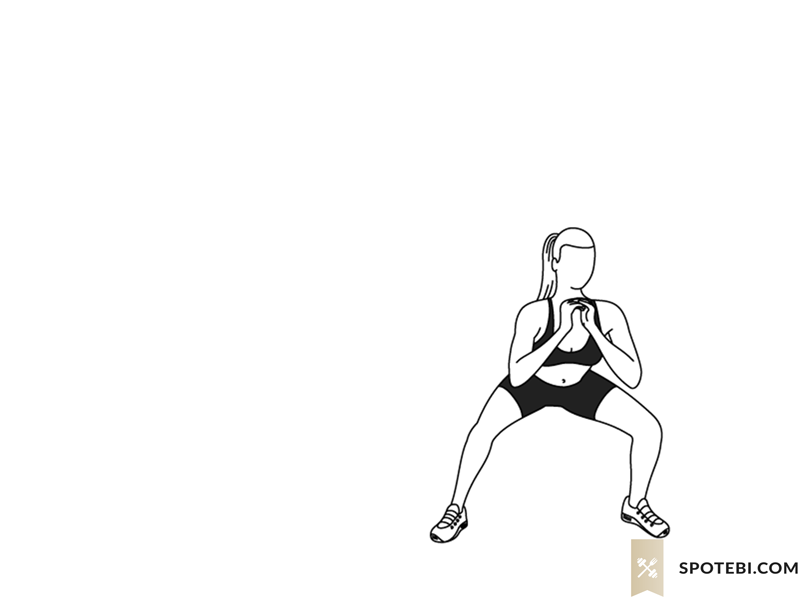 Guide d'exercices de squats côte à côte avec instructions, démonstration, calories brûlées et muscles travaillés. Apprenez la forme appropriée, découvrez tous les avantages pour la santé et choisissez une séance d'entraînement.