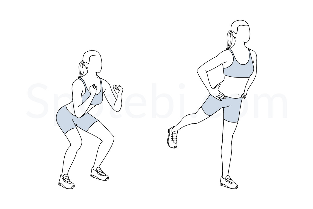 Squat Kickback | Illustrated Exercise Guide