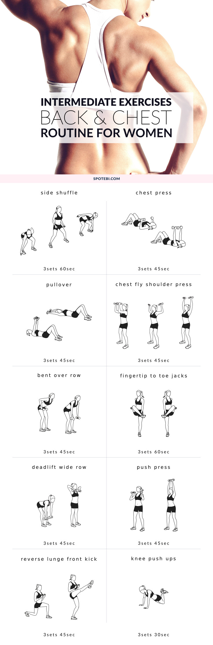 Upper Body Intermediate Workout Back Chest Routine For Women