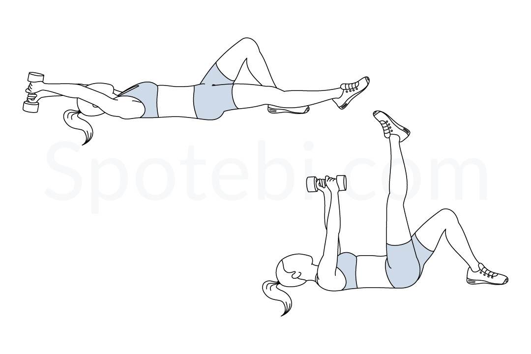 Dumbbell Pullover Leg Raise Illustrated Exercise Guide