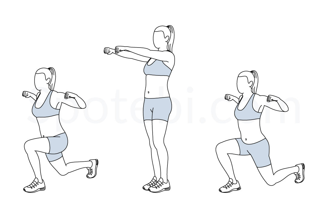 Shoulder Squeeze Reverse Lunge | Illustrated Exercise Guide