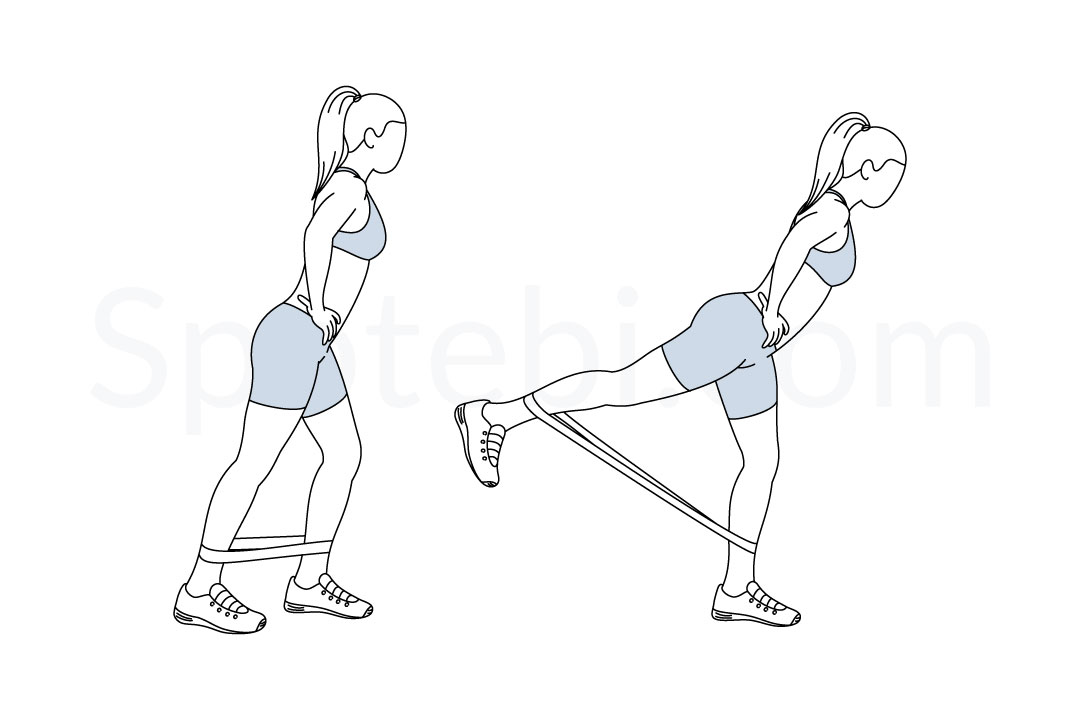 Band Kickback  Illustrated Exercise Guide