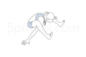 Tortoise pose (Kurmasana) instructions, illustration, and mindfulness practice. Learn about preparatory, complementary and follow-up poses, and discover all health benefits. https://www.spotebi.com/exercise-guide/tortoise-pose/