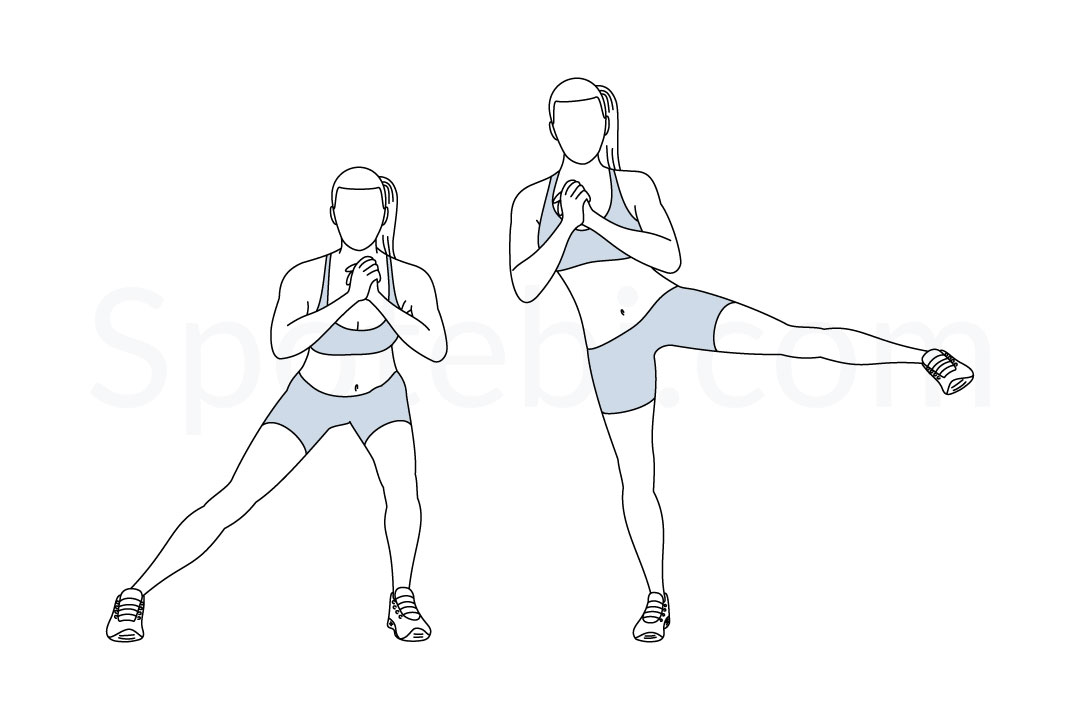 Side Lunge To Leg Lift  Illustrated Exercise Guide