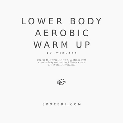 Get ready for your lower body workout with this set of warm up exercises. An at home routine with instructions, calories burned, music playlist and timer. https://www.spotebi.com/workout-routines/at-home-no-equipment-lower-body-warm-up-exercises/