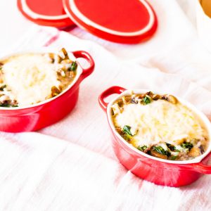 Baked Eggs with Mushrooms, Spinach & Parmesan Cheese Recipe / @spotebi